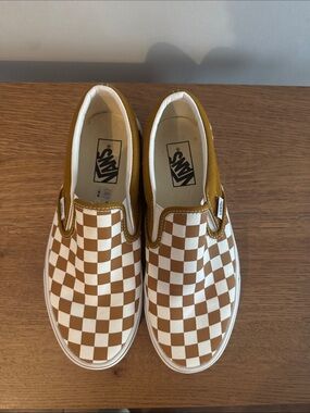 Vans Checkerboard Slip-On Sneakers - Tan & White